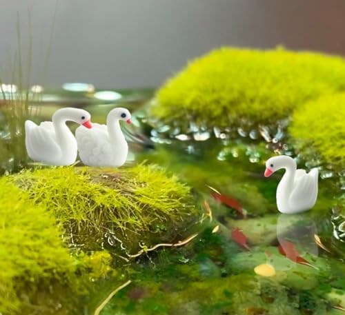 100 Pcs Mini Swan Figurines Mini Garden Swan Fairy Garden Miniature Moss Landscape DIY Terrarium Crafts Ornament Accessories (Pack of 2) - Image 4