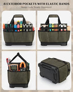 Marscamd Waxed Canvas Tool Bag with Hard Bottom and 8 Pockets - Image 4