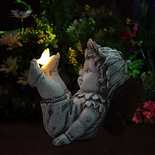 Suyorpe Fairies for Fairy Garden Solar Decor - Fairy Figurines Resin Outdoor Statues Ornaments with Light up Butterfly for Patio,Lawn,Yard,Porch,Outside Angel Gifts - Image 5
