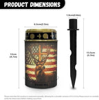 Poceacles Deer American Flag Vintage Pattern Solar Lights Outdoor Solar Powered Outdoor Cemetery Stake Candle Grave Lamp Landscape Lighting Waterproof Grave Flameless Candle, Pack of 2 - Image 6