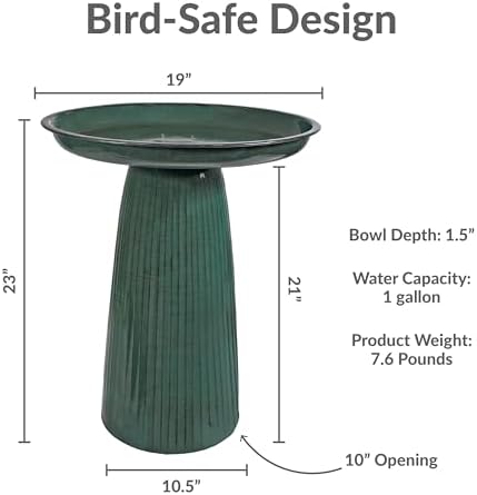 Sunnydaze Gleeful Garden 23" Tall Metal Modern Bird Bath for Outside - Image 6