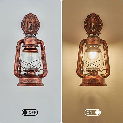 NOXARTE Rustic Wall Sconce Lighting Lantern Mounted Light with Glass Lampshade for Hallway Farmhouse Loft W7 x H15 - Image 4