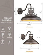 FEMILA 12" Vintage Farmhouse Wall Sconces, 2 Pack Outdoor Barn Lights for Porch Patio Garage, Oil Rubbed Bronze Finish, 4FY15-1W-2PK ORB - Image 2