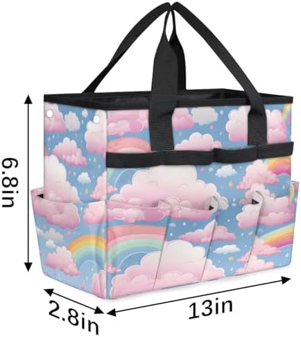 Cute Garden Tool Bag Organizer Heavy Duty Clouds Rainbow Gardening Tote Bag with 10 Pockets for Women Men Gardening Gifts - Image 4