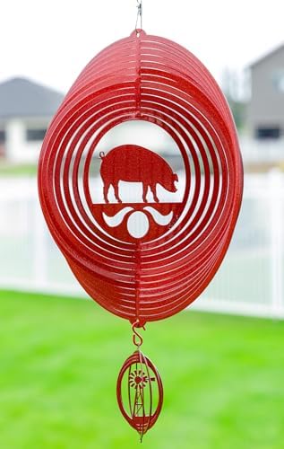 SWEN Products Pig Swirly Metal Wind Spinner by SWENProducts