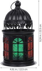 Moroccan Style Decorative Hanging Candle Lantern Colorful Glass Candle Holder Retro Desktop Home Ornament for Indoor Outdoor Use - Image 2