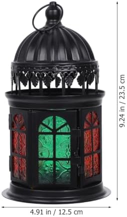 Moroccan Style Decorative Hanging Candle Lantern Colorful Glass Candle Holder Retro Desktop Home Ornament for Indoor Outdoor Use - Image 2