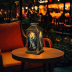 Solar Lantern Stained Glass Wolf Howling Moon Autumn Forest Wildlife Art Outdoor Waterproof Hanging Solar Light Outside Lights for Patio Yard House Lawn Decor Birthday Gifts for Women Mom - Image 7