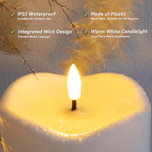 4" x 14" Large Outdoor Flameless Candles with Remote, Waterproof Candles - Image 5