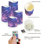 Battery Operated Candles with Remote Timer Flameless Candles Tea Lights Color Changing Electric Fake Plastic Pillar LED Candles Outdoor Home Room Decor Set of 4 Dolphin - Image 3