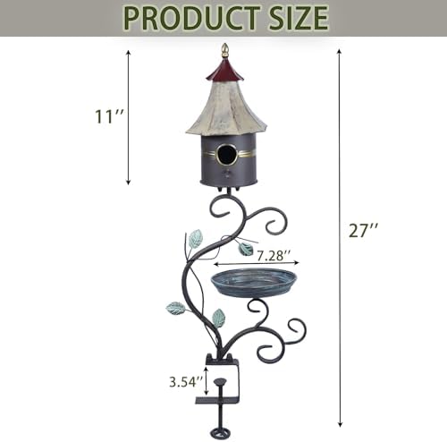 Deck Bird Bath, Metal Bird Bath and Bird Houses, Deck Mounted Bird Bath - Image 3
