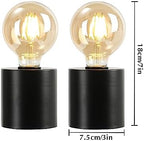 JHY DESIGN Set of 2 Black Metal Table Lamp Battery Powered 7" Tall Cordless Lamp Light with Edison Style Bulb Battery Operated Great for Living Room Bedroom Weddings Parties Indoors Outdoors - Image 2