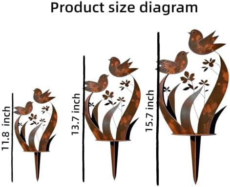 Bird & Wildflower Metal Garden Rustic Bird Stake (2, 13.7 inch) - Image 7