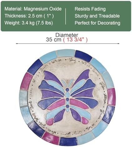Kunovo Outdoor Stepping Garden Stones, Exquisite Path Decorative Stone with Sun Butterfly Flower Dragonfly Pattern, Backyard/Pathway Landscaping Decor (Size : Butterfly), 58741 - Image 6