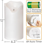 Homemory 6.3"x12" Extra Large Outdoor Waterproof Candle with Auto 6H Timer - Image 2