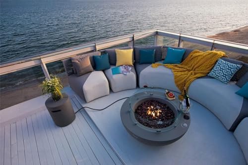 Elementi Lunar Bowl Cast Concrete Fire Table, Outdoor Fire Pit Fire Table Patio Furniture, Dark Gray (Natural Gas) - Image 3