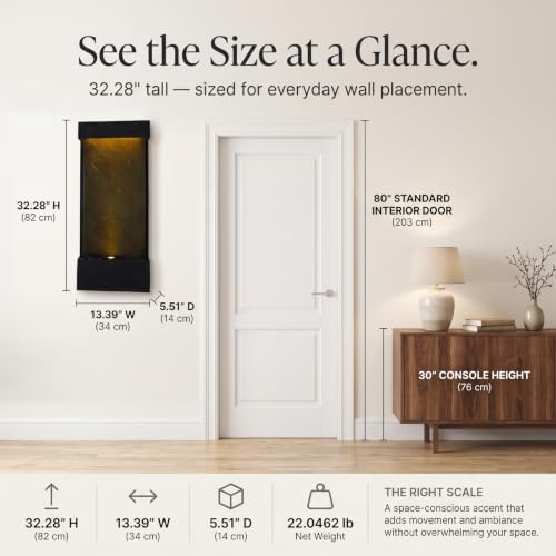Bumilgar 35.43 in Indoor Outdoor Wall Mounted Waterfall Fountain Black - Image 2