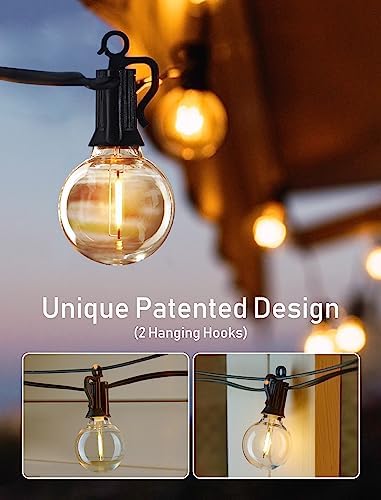 Brightown LED Outdoor String Lights Patio Lights 100FT with 104 LED Bulbs, Shatterproof Weatherproof Commercial Hanging Light for Backyard Bistro Pergola Party Decor, E12 Socket Base, 2200K, Black - Image 4