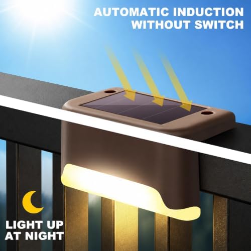 32 Pack Warm White LED Solar Step Lamp Path Stair Outdoor Garden Lights Waterproof Balcony Light Decoration for Patio Stair Fence Light,IP44 Waterproof,800MAH (32, Black) - Image 3