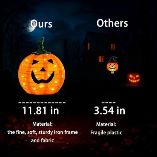 Solar Halloween Pumpkin Lights, 4 Pack Outdoor Pathway Stake Lights - Image 6
