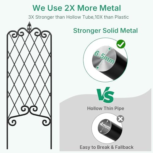 Amagabeli 2 Pack Garden Trellis for Climbing Plants 60" x 18" Rustproof Black Iron Potted Vines Vegetables Vining Flowers Patio Metal Wire - Image 2
