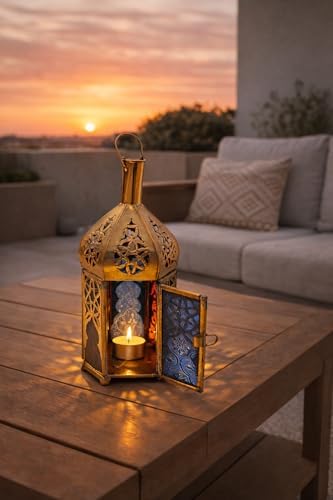 Moroccan Brass Wall Lamp Sconce Home Decor, Handmade Lighting Copper Metal Lights Turkish Lamp, Ramadan Candle Lantern, Candle Holder, Indoor Outdoor, Patio, Porch, Shelf, Garden (Candle) - Image 5