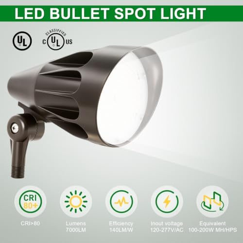 LED Bullet Spotlight Flood Light 30W/40W/50W Selectable Landscape Spotlight - Image 2