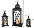 3PCS (20’’&13’’&9’’) Lanterns Decorative Indoor & Outdoor, Vintage Metal Frame Candle Holders for Front Porch, Patio, Pathway, Balcony, Garden, Yard Decor, Halloween Christmas Decorations - Image 5