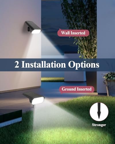 62 LED Solar Spotlights Outdoor Waterproof IP65, 3 Color 3000K/4500K/6500K & 2 Brightness, Auto-Brightness Adjustment, Solar Spot Lights Outdoor, Solar Garden Lights, 2000mAh Battery - 2 Pack - Image 3