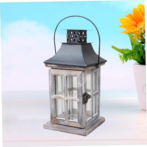 Vintage Wooden Wall Hanging Candle Lantern Iron Holder for Veranda Terrace - Image 6