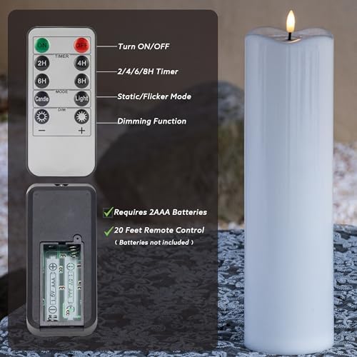 4" x 14" Large Outdoor Flameless Candles with Remote, Waterproof Candles - Image 4