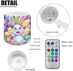 Pack of 4 Flameless Candles with Timer Battery Operated Candles with Remote, Easter Eggs Cartoon Bunny Print LED Pillar Tea Lights for Easter Day Patio Banquet Home Decoration - Image 2