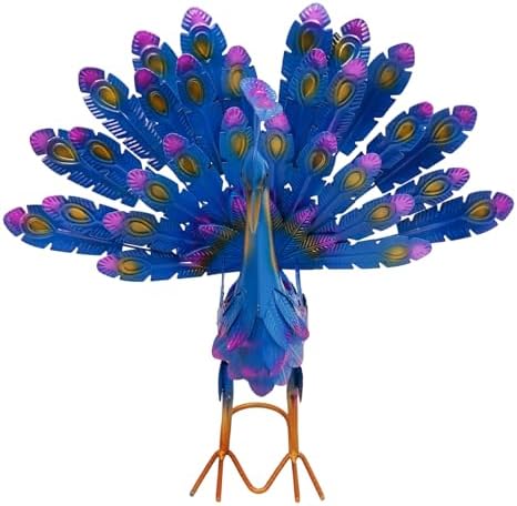 4 Pcs Metal Peacock Statue Set, Colorful Iron Garden Decor Outdoor, Vibrant Tail Spread Peacock Yard Art Sculpture for Patio Lawn Entryway, Weather Resistant Housewarming Gift - Image 6