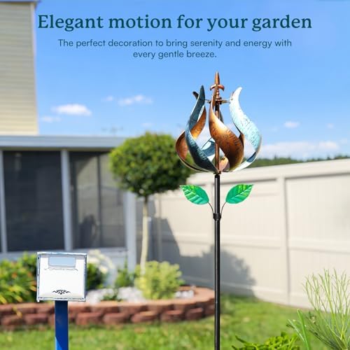 Wind Spinners Outdoor, Tulip Metal Wind Spinner with Stake for Yard and Garden, Outdoor Decor Ideas for Garden Lovers (14'' W x 75'' H) - Image 2