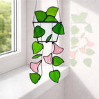 Plant Stained Glass,Stained Glass Window Hanging,Real Handmade Suncatcher,Artificial Green Plants Decor for Women Mom Grandma Plant Lovers,Sun Catcher for Home Windows - Image 2