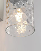 Hammered Glass Wireless Battery Operated Wall Sconces Set of Two Nickel - Image 4