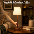 Rechargeable Cordless Table Lamp, Battery Operated Bedside Lamp, Wood Grain - Image 2