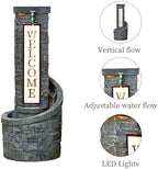 35.43 Inches Outdoor Water Fountain, Welcome Garden Water Feature - Image 5