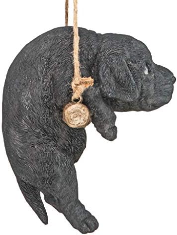 Design Toscano Black Lab Puppy on a Perch Hanging Dog Sculpture, 8 Inches - Image 6