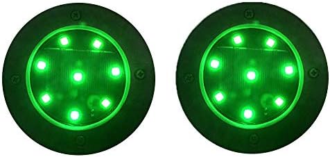 Inground Solar Lights Waterproof Solar Ground Lights Pathway Lights Solar Powered Disk Lights (Green Light, 2pcs) by Skingwa