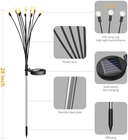 Outdoor Solar Lights Waterproof (8 Pack, 80 LED), Fairy Garden Decor, Fairy Tale Courtyard Decor, Firefly Lights, Solar Garden Lights, Solar Landscape Lights, Gifts for Women Who Have Everything - Image 3