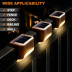 32 Pack Warm White LED Solar Step Lamp Path Stair Outdoor Garden Lights Waterproof Balcony Light Decoration for Patio Stair Fence Light,IP44 Waterproof,800MAH (32, Black) - Image 5