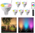 Gardenreet RGBCW MR16 LED Bulb, 12V Low Voltage Dimmable Halogen Replacement for Outdoor Landscape Lighting & Indoor Accent, Color Changing & Warm White, 5W GU5.3 Bi-Pin, Bluetooth Mesh 65ft, 6 Pack by Gardenreet