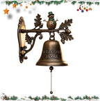 Metal Hanging Dinner Bell Wall Decor, Christmas Welcome Doorbell,Vintage Cast Iron Doorbell for Yard Indoor Outdoor Home Garden Holiday by Unknown