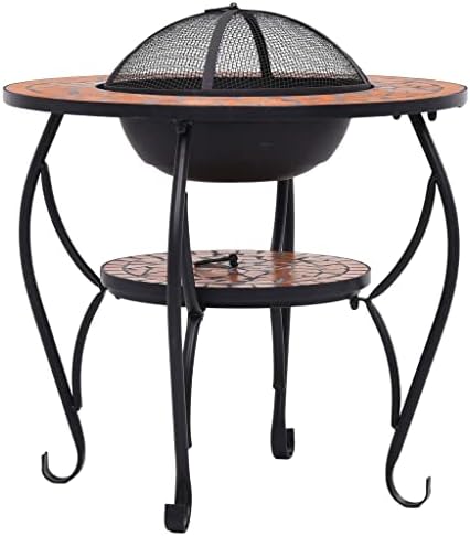 Mosaic Fire Pit Table Terracotta,Campfire Tripod,BBQ Grill, Rustic Fire Pit,Outdoor Fire Pit,for Outside Garden Bonfire Party and Patio26.8 Ceramic - Image 6