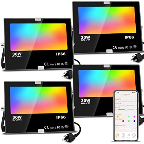 LED Flood Light Outdoor, 30W Equivalent 3000LM Smart RGB Landscape Lighting by MELPO