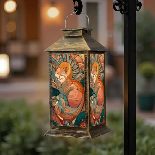 Solar Lantern Mid Century Modern Cat Outdoor Waterproof Garden Hanging Lantern Solar Powered Lighting Outside Solar Light for Patio Yard Camping, Gifts for Women Mom - Image 6