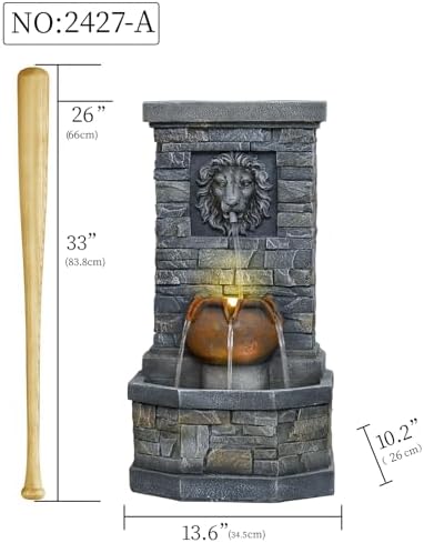 26'' Outdoor Water Fountain for Garden Patio with LED Lights Water Feature - Image 2