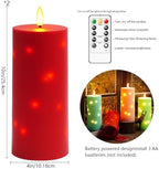 kakoya 10" x 4" Large Outdoor Waterproof Flickering Flameless Candles with Timer,2Pcs Battery Operated LED Pillar Candles with Embedded Star String for Outdoor Lanterns,Porch,Patio Decor(red) - Image 5