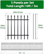 ARIFARO 5 Panels Metal Garden Fence 24" H x 24" W, Decorative Fence Panels - Image 2